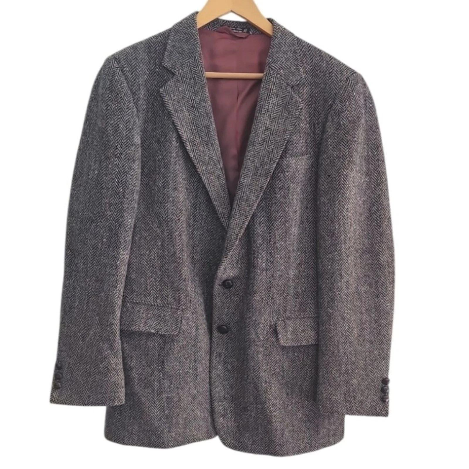 Woodmere 100% Pure Wool Herringbone Blazer 42 Men"s Classic Tweed Office Wear