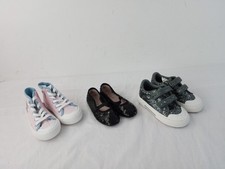 M&S Kids 3pcs Black Trainers Black Sequined Shoes Disney Stitch Trainers Size 7