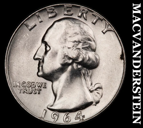 1964-D Washington Quarter- Silver- Choice Gem Brilliant Uncirculated #J2299