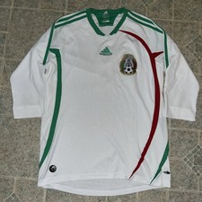 Mexico Away football shirt 2008Soccer Adidas Jersey Trikot White Large Lng Slve