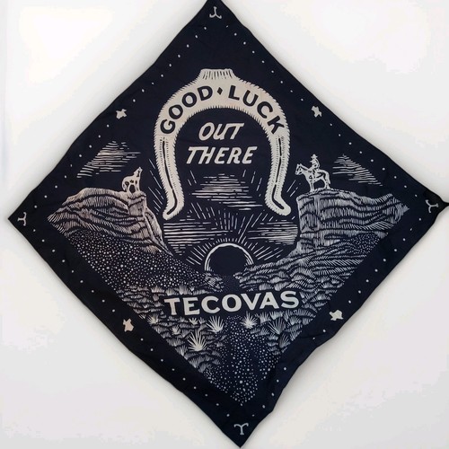 Tecovas Bandana Navy Blue Good Luck Out There Western Cowboy Horseshoe Scarf