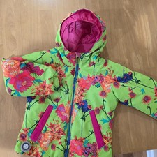 Obermeyer I Grow Girls Ski Jacket Hooded Insulated Green Pink Floral Size 5
