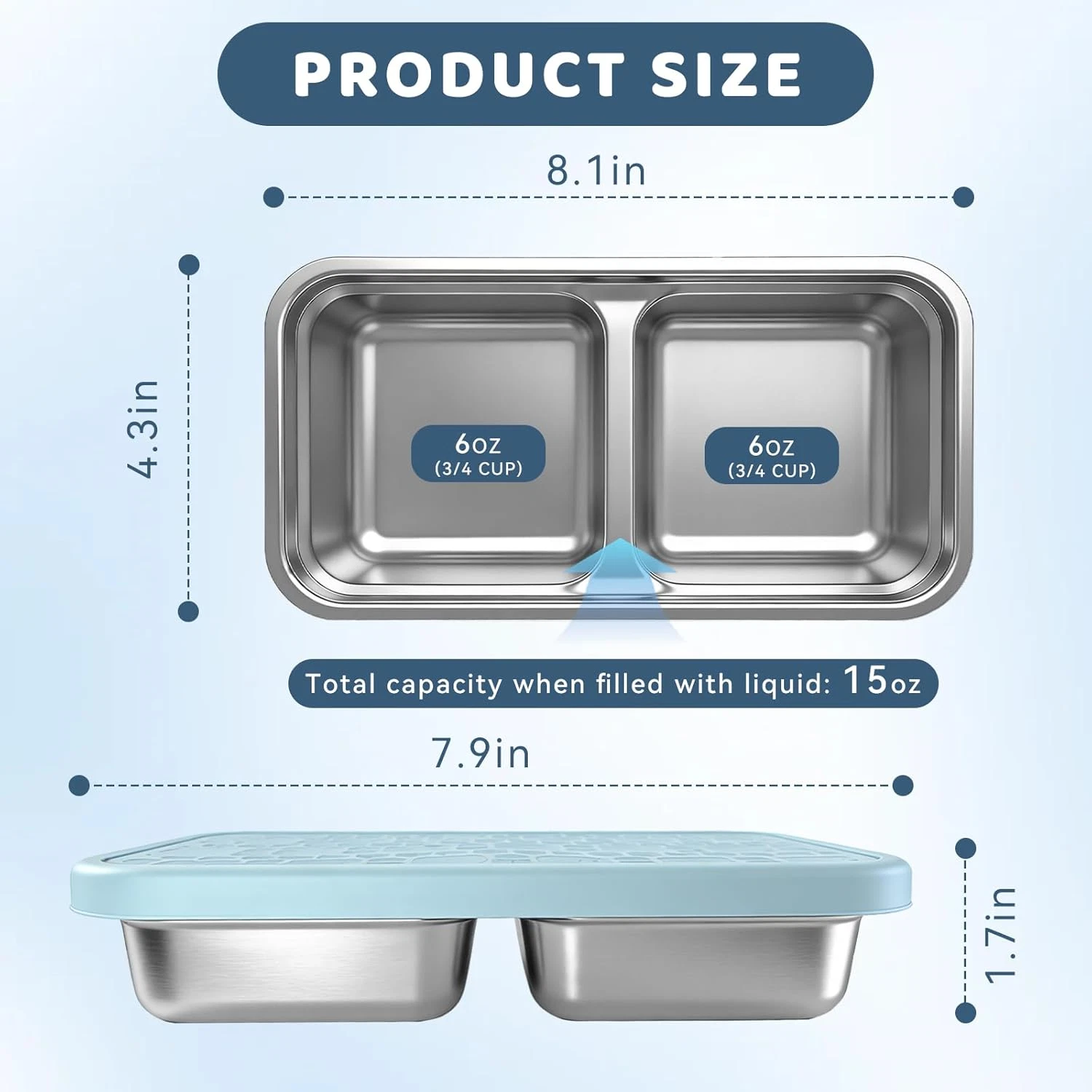 3 Pack 15 Oz Stainless Steel Snack Containers Kids Reusable Metal Snack Silicone