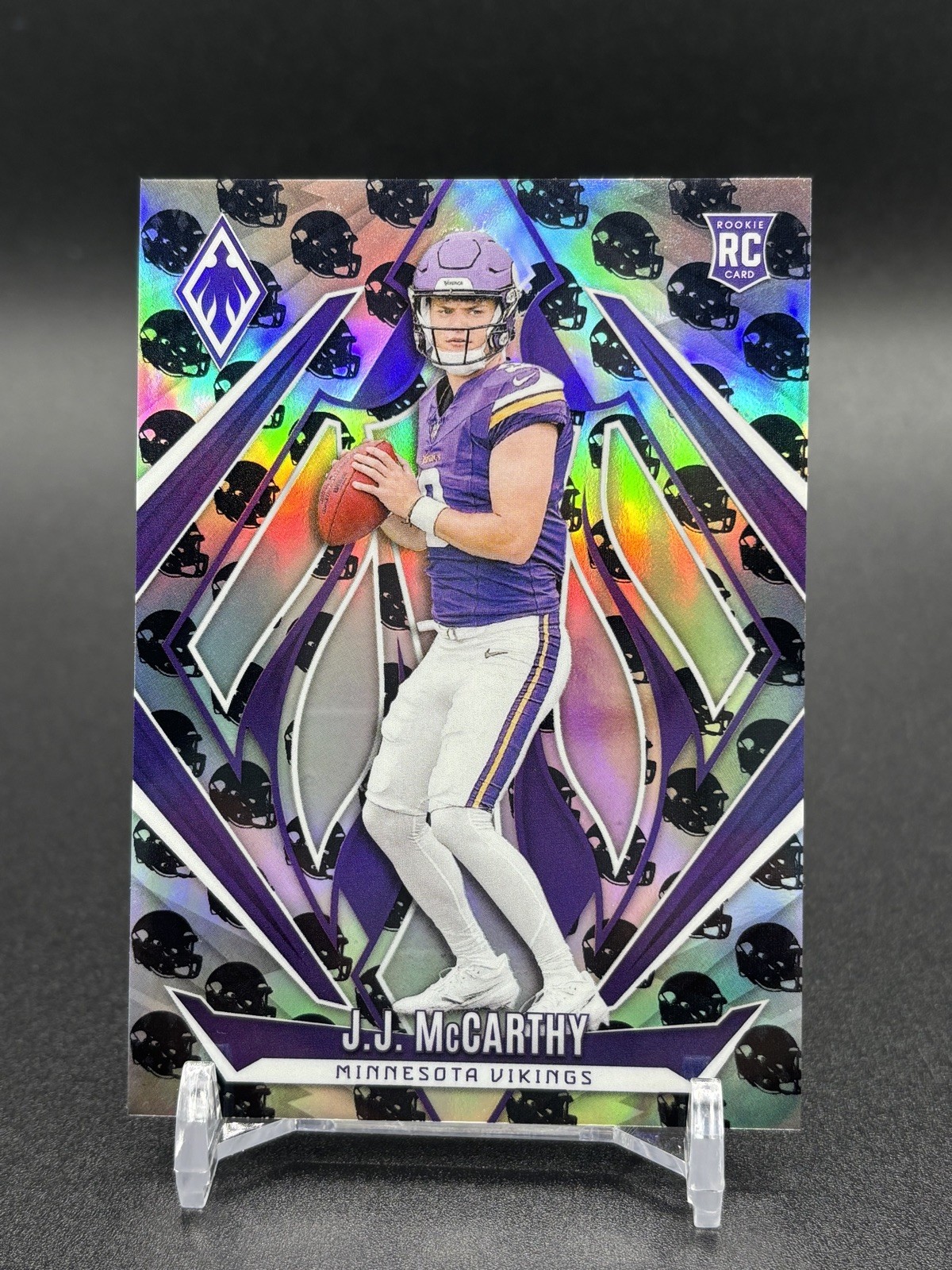 2024 Panini Phoenix Rookie JJ McCarthy Team Helmet Holo SSP /399 Vikings #185