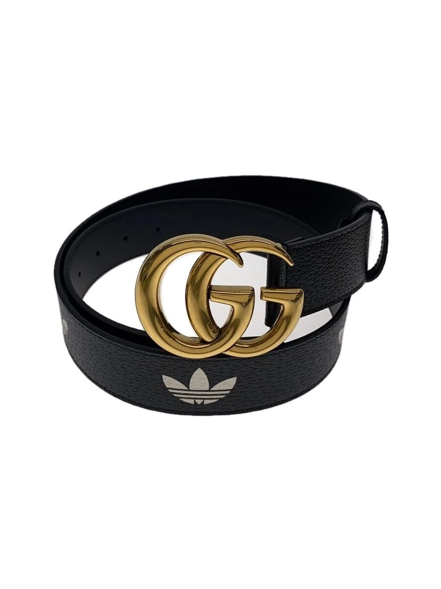 GUCCI × adidas 406831 GG Marmont Ceinture Collaboration Cuir BLK Logo Homme