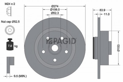 2x Bremsscheibe PAGID 54422NC für RENAULT LAGUNA 2 KG0 BG0 16V BG0A BG0L BG1G