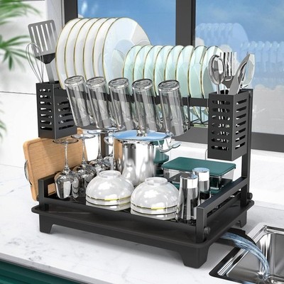Escurridor de Platos Trastes Dos Niveles Con Daranje Para Cocina Escurreplatos