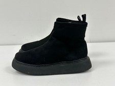 H&M Ladies Black Faux Suede Zipped Up Chunky Sole Ankle Boots UK (6) EU (39) B99