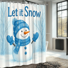 Cute Let It Snow Shower Curtain for Winter Decor