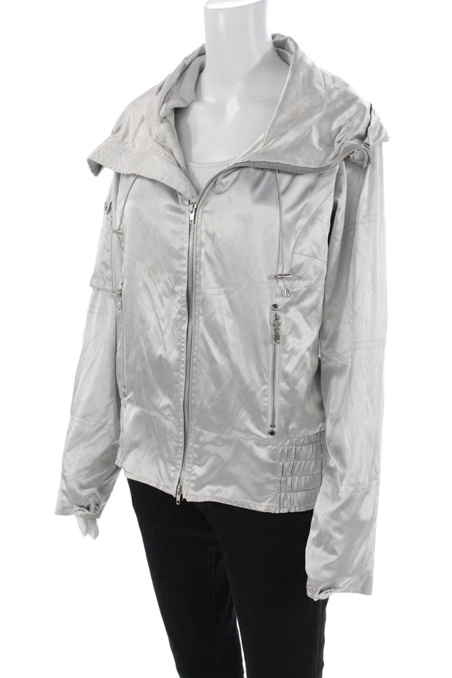 Блестящая куртка на молнии Ralph Lauren Black Label Textured High Neck Цвет серебристый Si - Изображение 2 из 4