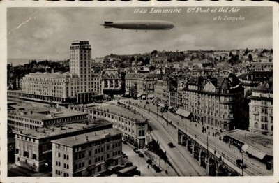 CPA Lausanne Canton de Vaud, Grand Point, Bel Air, Zeppelin - 11397385