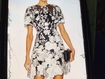 Milly NWT s B&W   Yasmin  Fit & Flare Floral Embroidered Short Sleeve Dress 6.