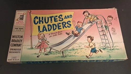 1956 Milton Bradley Chutes and Ladders Vintage Board Game *Complete*