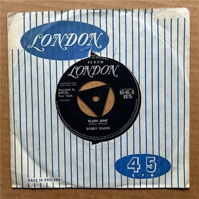 BOBBY DARIN PLAIN JANE 7'' 1958 tri-centre with while i'm gone - nice copy with o