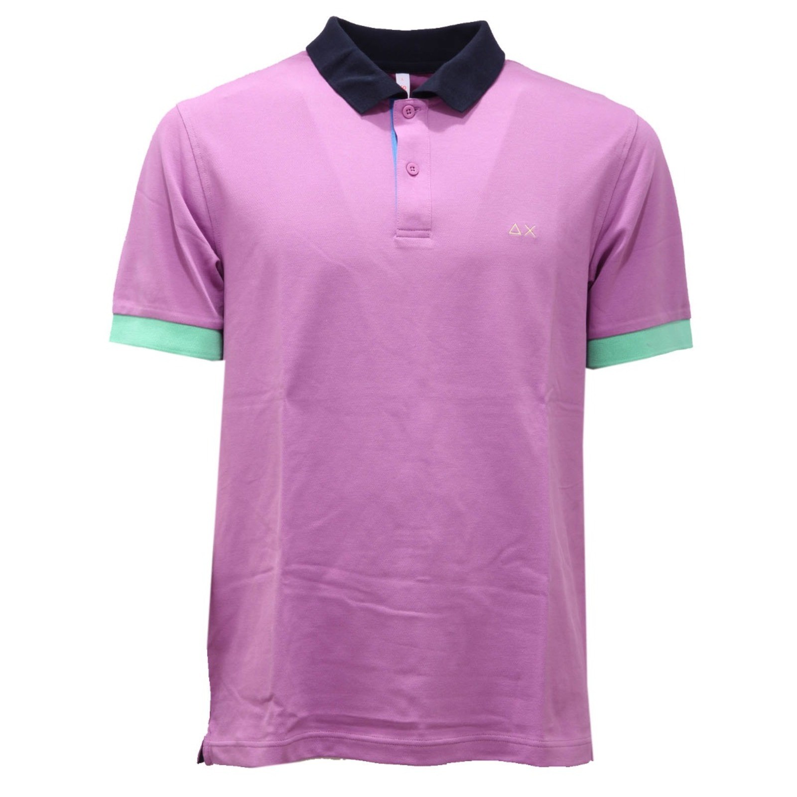 0801AH мужское хлопковое поло polo uomo SUN 68 сиреневого/синего цвета