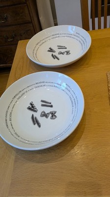 Paar (x2) große Keramik ''Quadrifoglio'' Pasta/Salat Servierschalen. 12'' 30,4cm