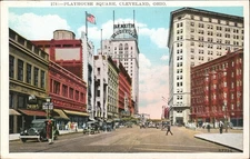 Playhouse Square Cleveland Ohio Busy Street Cars Buildings Woolworth Postcard