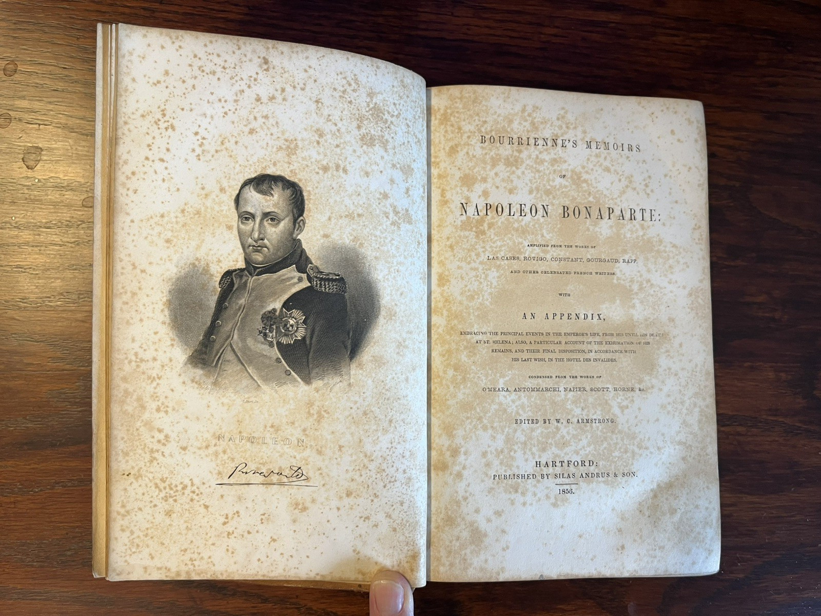 Bourrienne's Life of Napoleon printed 1856. Portrait intact.