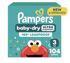 Pampers Diapers-Baby Dry - Size 3, 104 Count, Absorbent Disposable Infant Diaper