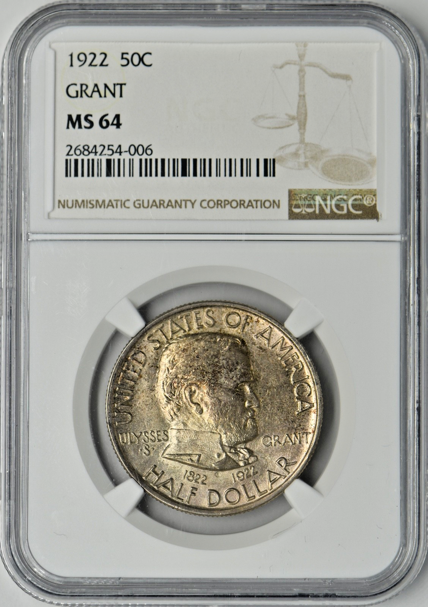 1922 Grant Commemorative Silver Half Dollar - NGC MS64