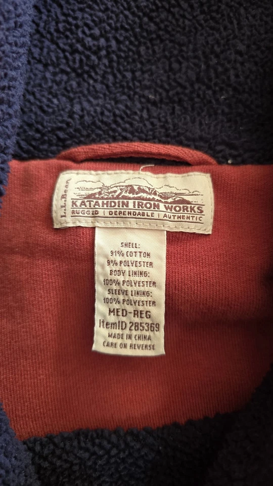 Винтажная толстовка с капюшоном LL Bean M Rust Katahdin Iron Works шерпа с подкладкой на молнии редкая лосось - Изображение 4 из 4