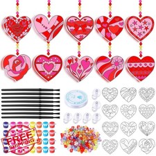 Beeveer Valentine Suncatchers Craft Kits 30 Sets Heart DIY