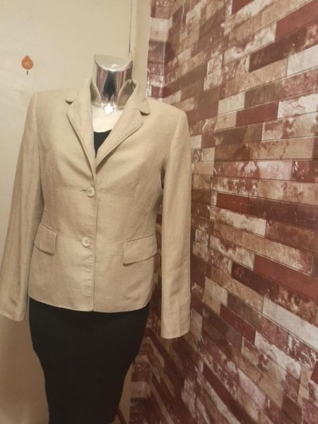 Women Betty Barclay Blazer Beige Linen/Cotton