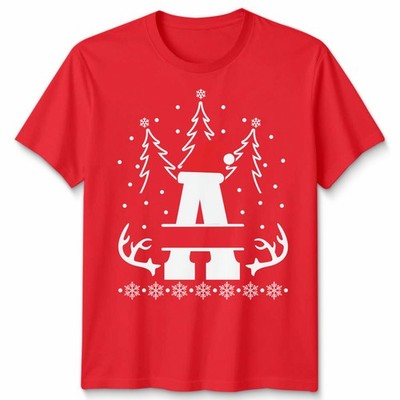 Unique Alphabet Letters Santa Cap Rentier Weihnachten T-Shirt Unisex Tee #MC33