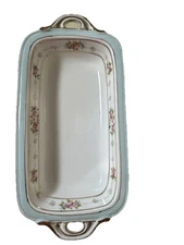 NIPPON HAND PAINTED 8.5 INCH Dish Tray WITH CUT OUT HANDLES 1.5” deep VINTAGE