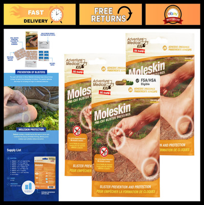 Moleskin Pre-Cut & Shaped Pads for Blisters - 3 Pack Travel First Aid Kit