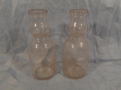 VTG Dairy Cream Top Milk Bottles El-Cor Elmira & Corning Dairies NY Pat Mar 1925