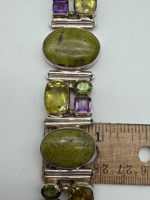 Vintage BIG Ladies Sterling Silver 925 Multi Stone Cocktail Bracelet - Image 4 of 4