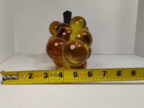 Large 12” Vintage MID CENTURY Amber LUCITE GRAPE CLUSTER on Faux Branch - Picture 2 of 13