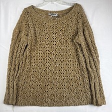 Vintage 525 Made in USA Chunky Knit Tan Acrylic Sweater Womens Small