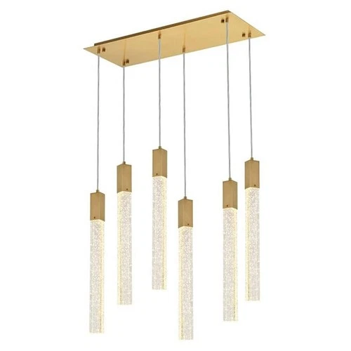 Elegant Lighting Weston 6-Lights Modern Metal and Crystal Pendant in Satin Gold - Picture 1 of 8