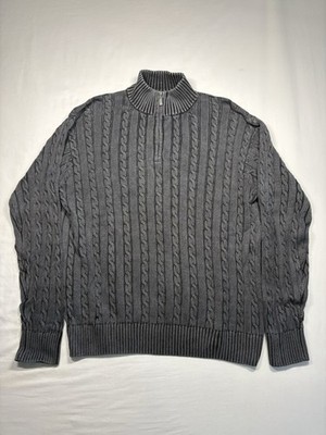 Paradise Collection 1/4 Zip Ribbed Pullover Sweater Faded Black Men s L Vintage