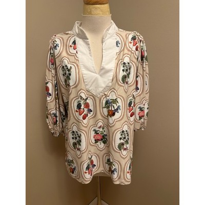 Smith and Quinn Eliza Top Fruit Patch Italian Matte Stretch Fabric Sz Medium 