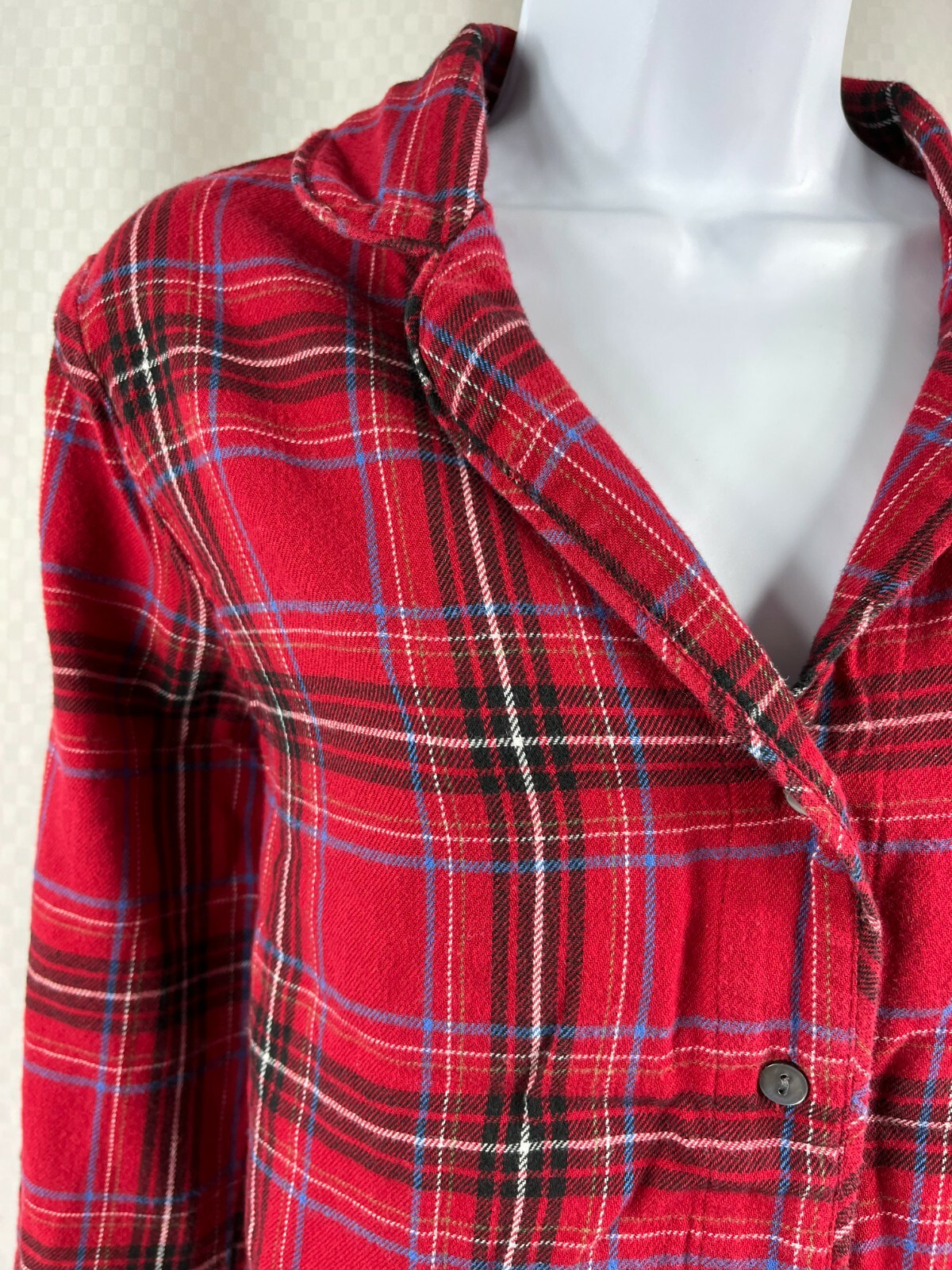 J. Jill Size M Red Plaid Flannel Pajama Set - image 5