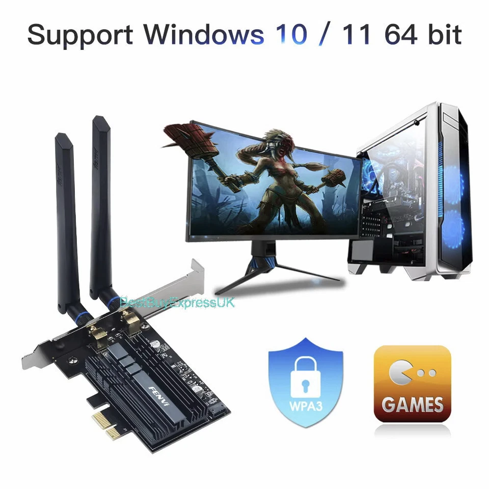 WiFi 6E Network Card AX210 PCI Express x1  2.4/5/6Ghz Tri-Band Bluetooth 5.3 UK - Image 4 of 4