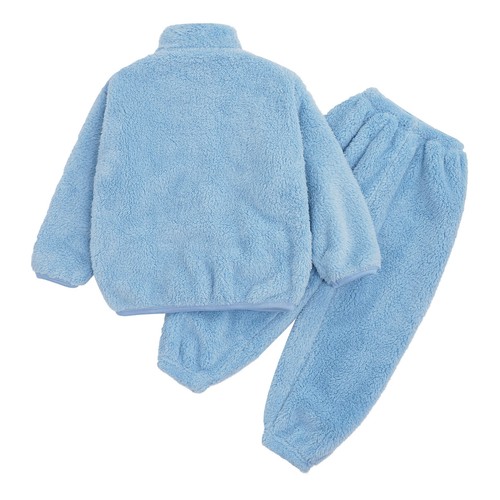 Unisex Kids Outfits Boys Sleepwear Nightwear Set Flannel Elastic Waistband Warm - Picture 37 of 52