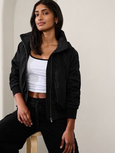 Athleta L Large Jetset Bomber Jacket Black NEW! #818839 - Picture 8 of 8