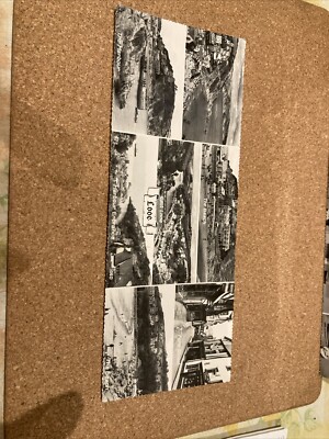 Vintage Black & White Long Postcard Multiple Views Looe Cornwall