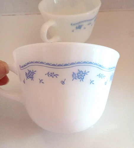 Corning Morning Blue Coffee Tea Cups Mugs Set 2 Vintage