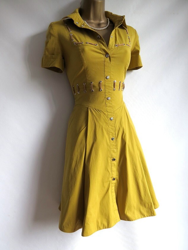 Karen Millen yellow mustard shirt dress size 8 eBay