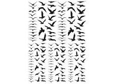 Tiny Birds in Flight 155 pcs 0.25 to 0.5 Inch Black Fused Glass Decals