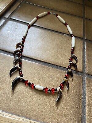 Native Coyote tooth necklace brush wolf Mountain Man rendezvous White teeth