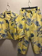 Vintage- Harve Bernard 3 Pcs Yellow Blue Silk 4-button Blazer Jacket Sz 6