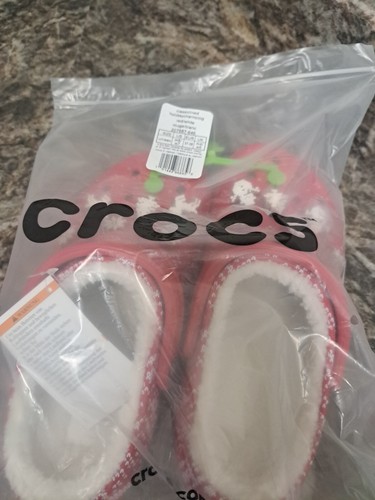 Crocs Classic Lined Holiday Christmas Charm Clog Slippers Red M5/W7 Women’s 7 - Picture 9 of 9