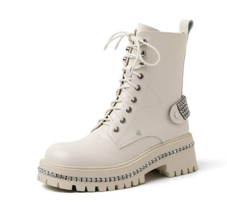 SAOLA Stivaletto donna punta tonda stringato piatto alto scarpe derby Oxford casual pompa