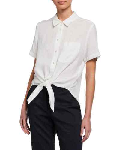 Theory NWT Hekanina White Linen Tie-Front Top Size Small - Picture 1 of 12